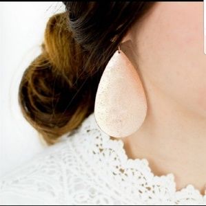 Metallic Rose gold Tear Drop Earrings